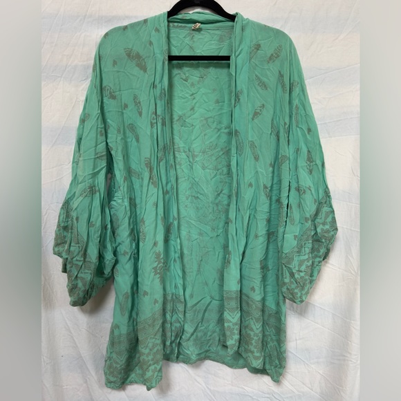 Spell & the Gypsy Collective Skull Tribe Kimono Turquoise - RARE Spell Designs - Picture 7 of 13